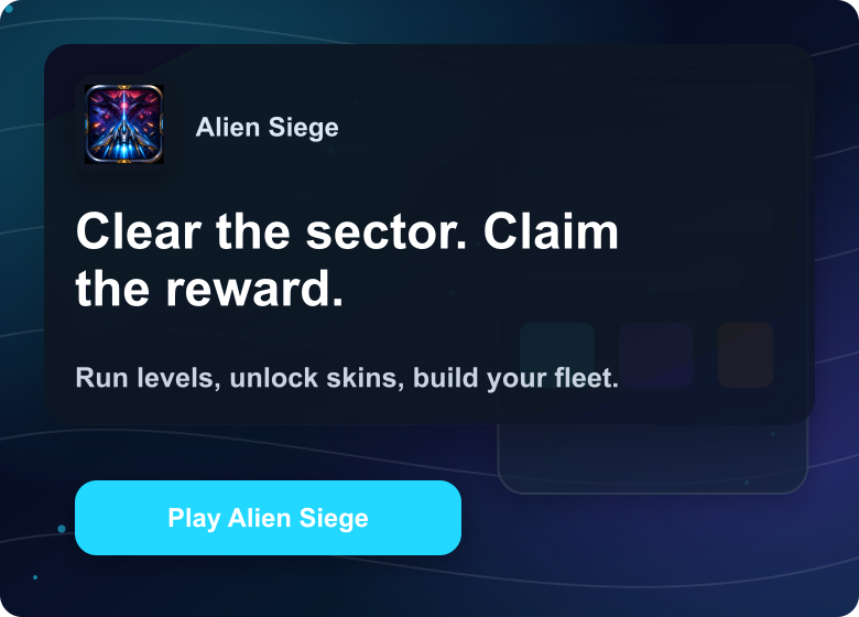 Alien Siege arcade space shooter ad