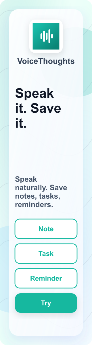 VoiceThoughts voice note organization ad